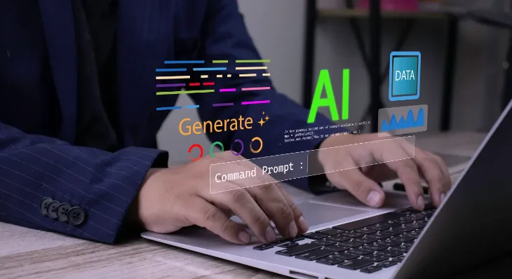 Alumno de Curso de Especialización trabajando con IA en portátil
